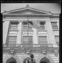Thinker statue, Haverhill High School, Summer Street, Haverhill, ca. 1940