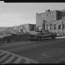 Demolition of buildings damaged by fire, Haverhill, 1989