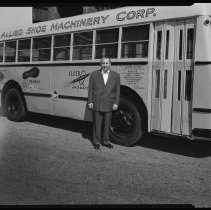 Allied Shoe Machinery Corp. Mobile Unit and man, 1954