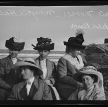 Jennie Messer, Maytie Hall and three women at the beach