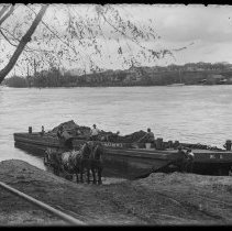 Coal barge on the Merrimack River, Haverhill