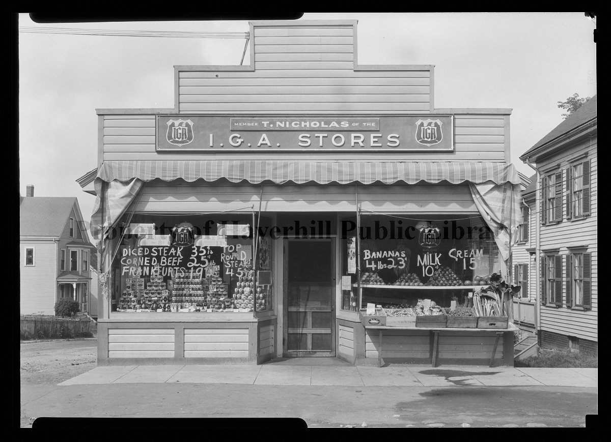 T. Nicholas I.G.A. Store, Cedar Street, Haverhill, 1931 Negative