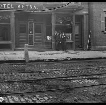 Hotel Aetna, Water Street, two young men, Haverhill, ca. 1900