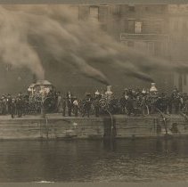 Steam pumper fire engine trial, Water Street, Haverhill, 1907