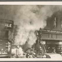 Fire at the Clam Shell restaurant, Washington Square, Haverhill, 1937