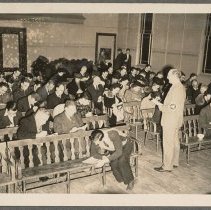 Civilian Defense Corps, men filling out papers, Haverhill, 1942