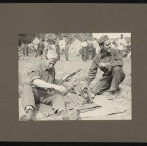 182nd Regiment, Infantry, Co. A, men cleaning rifles, Fort Devens, MA 1941