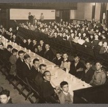 Haverhill Gazette newsboys' banquet at City Hall, Haverhill, 1935
