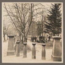 Haverhill Common, boys with baseball equipment, Haverhill, ca. 1867