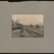 Bradford Station, railroad crossing and men, Bradford, Haverhill