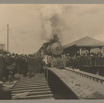 Haverhill Station, first train over Washington St bridge, Haverhill, 1906
