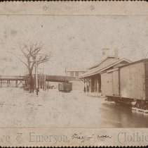 Bradford Bridge Stations at freshet of 1896, rise of Merrimack River