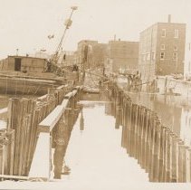 Driving steel piling for construction of cofferdam, 1937