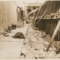 Between the cofferdam and floodwall during construction, 1937