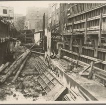 Inside cofferdam in rear of F.W. Grand Store, 1937