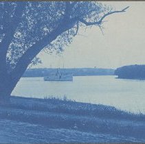 Steamer on the Merrimack River - cyanotype