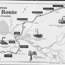 The Pony Express overland route from Sacramento to San Francisco.