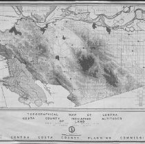 Topographical map of Contra Costa County indicating altitudes of land