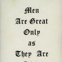 Men are Great only as they are Kind