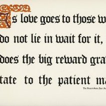 As love goes to those who do not lie in wait for it....
