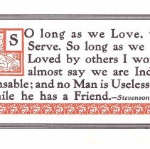 So long as we loved, we Serve.