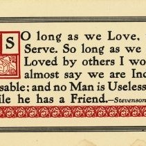 So long as we love, we serve.