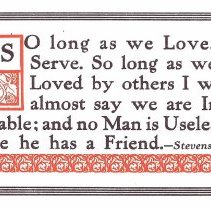 So long as we love, we serve.