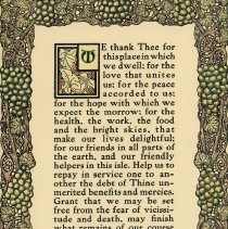 We thank thee for this place in which we dwell;