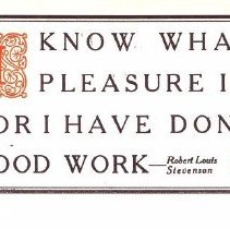 I Know What Pleasure is, For I Have Done Good Work