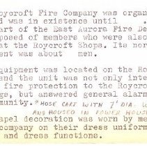 The Roycroft Fire Department