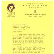 Nancy Hubbard Brady letter to Warren Moffett