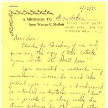 A Message to Garcia stationary from Warren Moffett