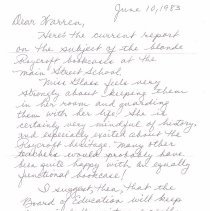 Letter discussing Roycroft furniture addressed to Warren Moffett