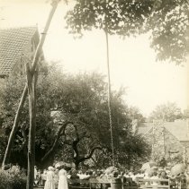 Roycroft Campus well with a crowd gathered