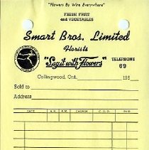 Smart Bros. Florist Invoice, c