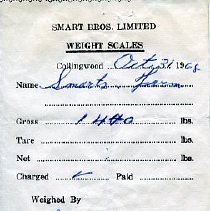 Weight Scales record for Smart Bros. Ltd, No. 3894