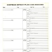 Smart Bros. Spray Plan and Record: Young Orchard by Pump house,1968 reverse