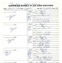 Smart Bros. Chipman Spray Plan and Record: Cemetery and Legacy Orchard, 196