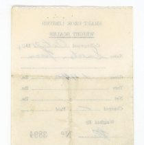Weight Scales record for Smart Bros. Ltd, No. 3894 reverse