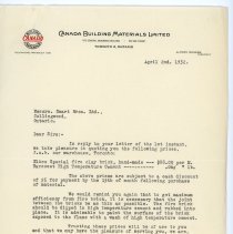 Letter from Canada Building Materials Limited