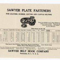 Sawyer Plate Fasteners Price List