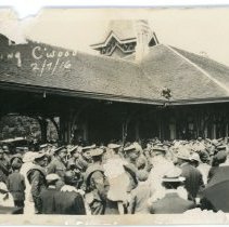 'A' Company 157th Battalion leaving for Camp Borden by train, 1916