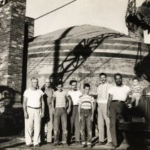 Group of Men in front of Tile Mill