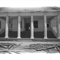 Heber College, showing front entrance with stairs and pillars.