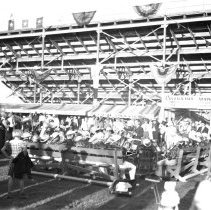 Imperial Valley Fairgrounds - crowd listening to band behind grandstand.