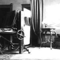 Interior of Hetzel's Photo Shop showing camera and studio area.
