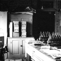 Interior of Hetzel's Photo Shop showing darkroom area / lab.