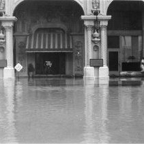 Flood of 1939 - Entrance to Barbara Worth Hotel. Door surrounded with sand