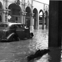 Flood of 1939 - Main St. El Centro in front of the Barbara Worth Hotel. Car