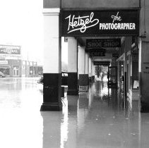 Flood of 1939- 100 block of So. 5th St. El Centro looking down sidewalk.